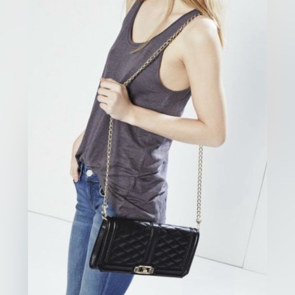 Rebecca Minkoff Black Leather Quilted Chain Strap Shoulder/Crossbody Bag - Picture 2 of 16
